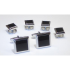 Genuine Onyx Square Polished Cufflinks and Studs